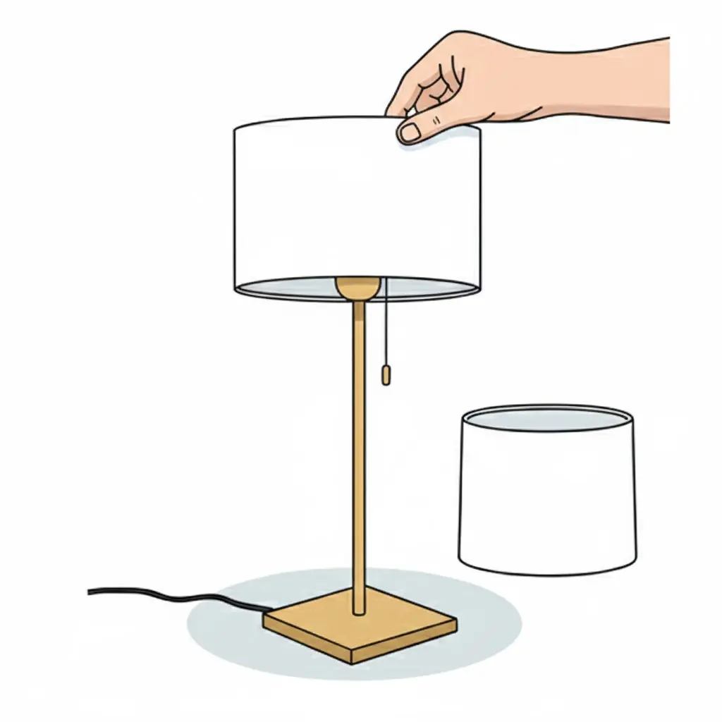 hold lampshade above lampbase